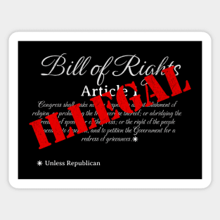 Bill of Rights Parody Political Resistance Design Anti Republican Protest Sticker